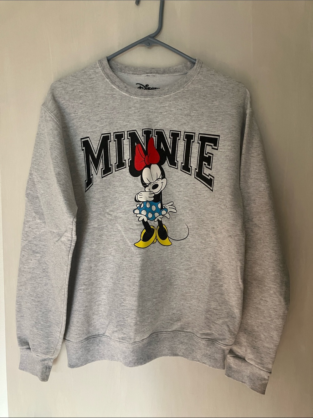 Disney Minnie Crewneck Sweatshirt - Light Gray with Red, Blue & Yellow Accents